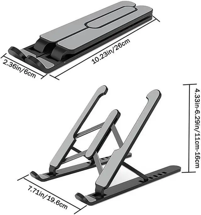 Alt view image 3 of 6 - Foldable Laptop Holder for MacBook Air Pro Notebook Laptop Stand Bracket Laptop Holder for PC Notebook 6 Heights Adjustable