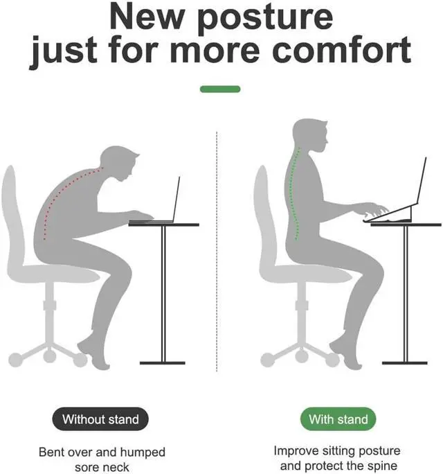 Alt view image 6 of 6 - Adjustable Aluminum Laptop Stand for Desk Portable Riser Glasses Shape Holder Stand GK99