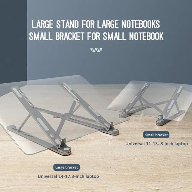 Alt view image 2 of 6 - Portable Laptop Stand for Macbook Notebook Tablet Adjustable Aluminium Alloy Desktop Foldable Laptop Cooling Anti Slip Holder