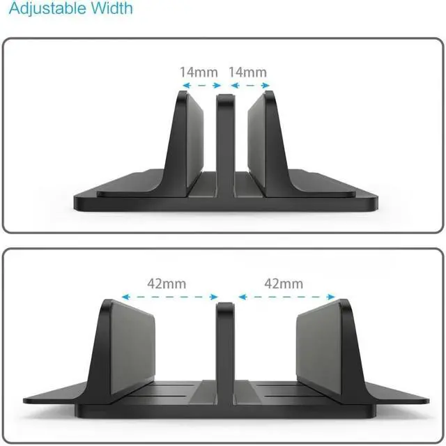 Alt view image 4 of 6 - 2 in 1 Dual Slot Vertical Laptop Desktop Stand Holder Adjustable for MacBook Pro/Air Microsoft Surface Chrome Book Up to 17.5"