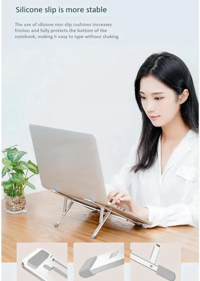 Alt view image 5 of 6 - Laptop Stand Portable Aluminum Laptop Mount Notebook Riser with 5 Levels Height Adjustment for Laptops Within 17 Inches