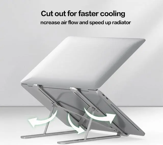 Alt view image 2 of 5 - Foldable Laptop Stand Adjustable Portable Laptop Cooling Metal Support Notebook Computer Desktop Holder