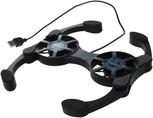 Alt view image 4 of 6 - Black Laptop Desk Support Dual Cooling Fan Notebook Computer Stand Foldable USB Rack Holder