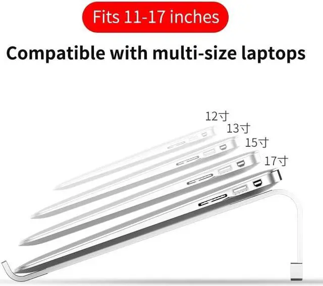 Alt view image 3 of 6 - Aluminum Alloy suporte notebook Folding Notebook Laptop Stand For Macbook Pro Lapdesk 11-17 inch Non slip Cooling Bracket