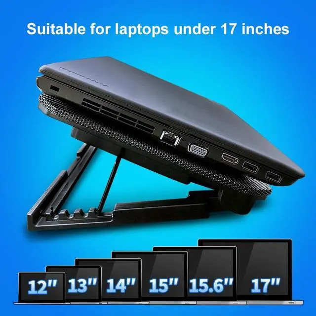 Alt view image 2 of 6 - USB Port 2 Cooling Fans Laptop Cooler Pad Notebook Adjustable Angle Stand Holder