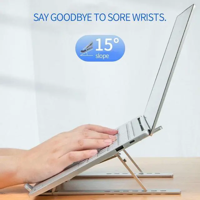 Alt view image 2 of 6 - Folding Laptop Bracket 7 Levels Adjustable Portable Tablet Notebook Holder Aluminum Alloy Stand