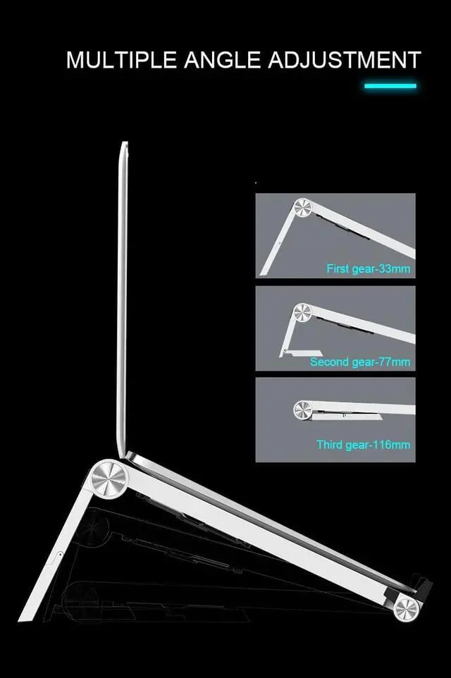 Alt view image 4 of 6 - COOLCOLD Laptop Stand Adjustable Cooling Laptop Riser Holder Portable Ergonomic Bracket Notebook to 17 inch for MacBook Air Pro