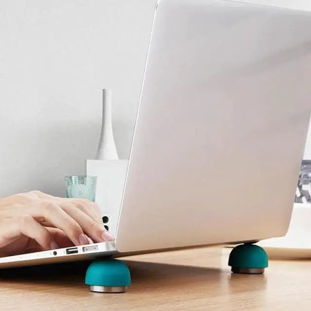 Alt view image 2 of 6 - 1 Pair Mushroom Shape Laptop Stand Metal Notebook Laptop Holder Cooling Foldable Mini Alloy Silicone Holder Laptop Stand T1D5