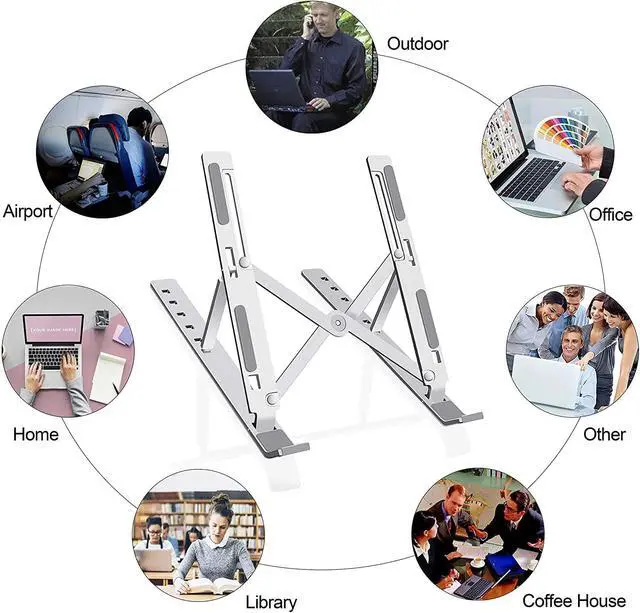 Alt view image 6 of 6 - Aluminium Alloy Portable Laptop Stand Laptop Holder for MacBook Pro Notebook Foldable Bracket Notebook Stand sfor PC Notebook
