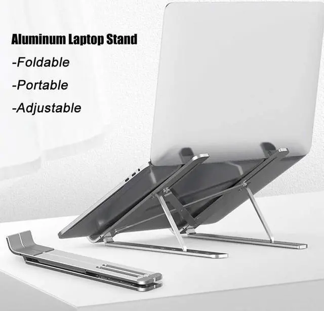 Alt view image 4 of 6 - Laptop Stand Adjustable Aluminum Desktop Notebook Stand Folding Cooling Rack Computer Holder for 11-17Inch Notebook