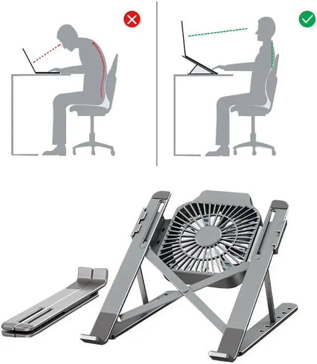 Alt view image 4 of 6 - Foldable Laptop Tablet Stand With Cooling Fan Heat Dissipation For Desktop MacBooks Air Pro Stand Notebook Holder HP DELL Cooler