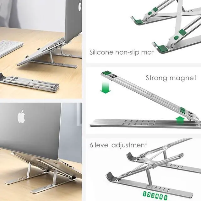 Alt view image 3 of 6 - LINGCHEN Laptop Stand for MacBook Pro Notebook Stand Foldable Aluminium Alloy Tablet Stand Bracket Laptop Holder for Notebook