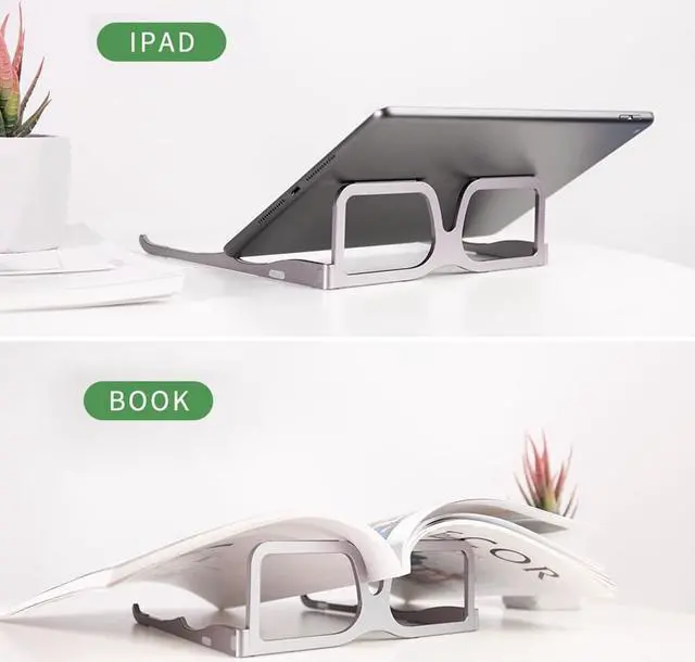 Alt view image 4 of 6 - Adjustable Aluminum Laptop Stand for Desk Portable Riser Glasses Shape Holder Stand GK99