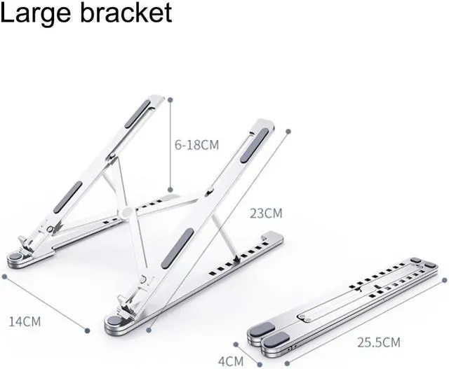 Alt view image 6 of 6 - Folding Adjustable Laptop Stand Holder Universal Non Slip Laptop Stand Rack Aluminum Alloy Cooling Barcket for MacBook Notebook