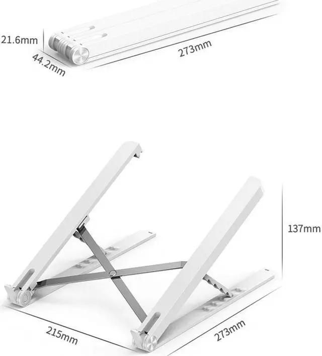 Alt view image 2 of 5 - Adjustable Laptop Stand 5level Height Folding Portable Laptop Bracket Aluminum Alloy+ABS Cooling Holder for laptop under 17 inch