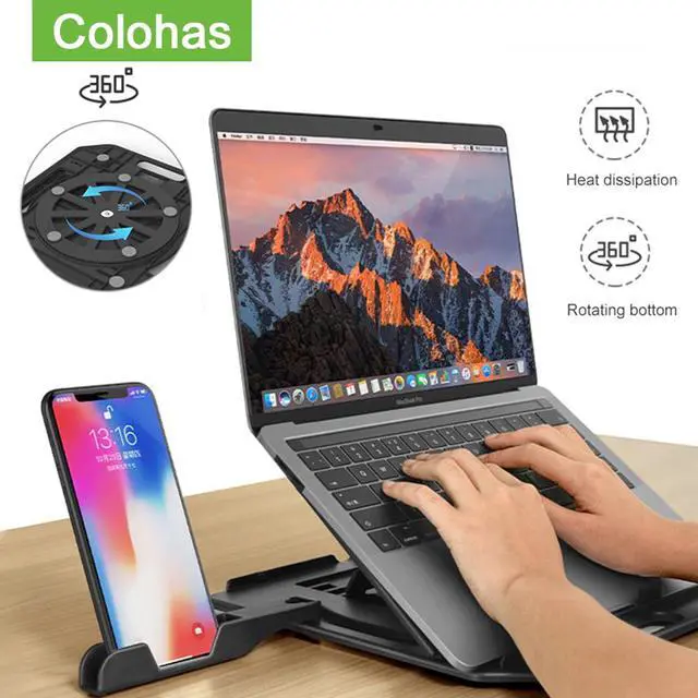 Main image of Height Adjustment Laptop Stand For Macbook Pro Notebook Support 360 Degree Rotating Bottom Computer Stand Riser Cooling Pad