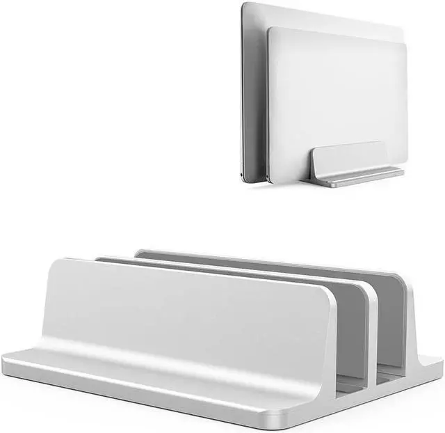 Alt view image 2 of 6 - Vertical Laptop Stand for Macbook Air Pro Desktop Double Desktop Stand Holder with Adjustable Dock (Up To 17.3 Inch)