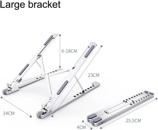 Alt view image 3 of 4 - Folding Adjustable Laptop Stand Holder for11-17.3 MacBook Notebook Aluminum Alloy Cooling Universal Non Slip Laptop Stand Rack