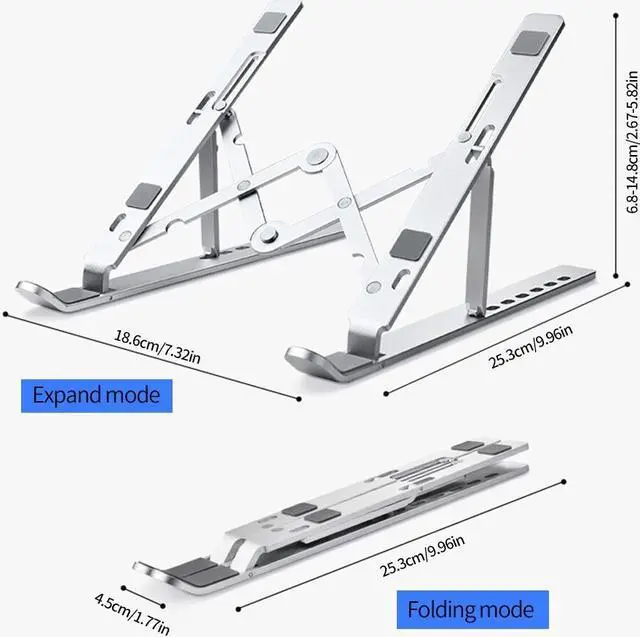 Alt view image 6 of 6 - Folding Laptop Bracket 7 Levels Adjustable Portable Tablet Notebook Holder Aluminum Alloy Stand
