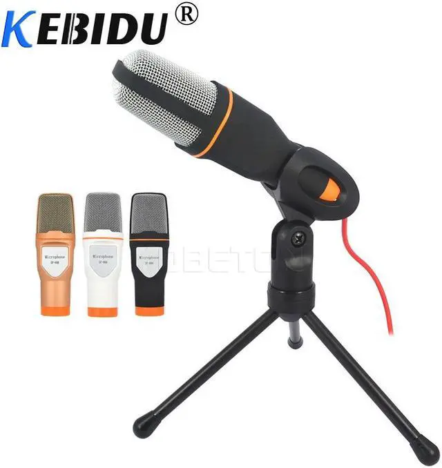 Main image of kebidu New 3.5mm Audio Wired Stereo Condenser SF 666 Microphone With Holder Stand Clip For PC Chatting Singing Karaoke Laptop