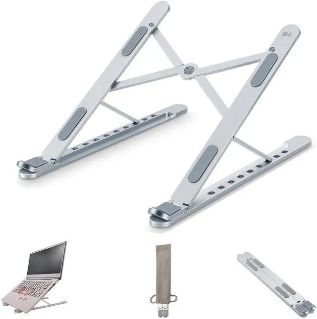 Alt view image 3 of 6 - Laptop Stand, Portable Computer Laptop Mount, Aluminum Laptop Riser with 9 Levels Height Adjustment, Fully Collapsible