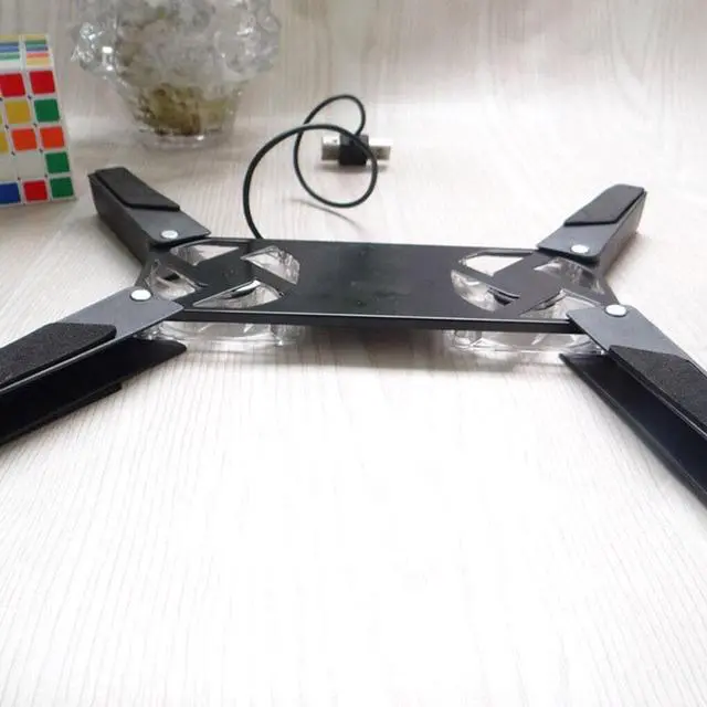 Alt view image 5 of 6 - Hot Laptop Desk Support Dual Cooling Fan Notebook Computer Stand Foldable USB Rack Holder Black