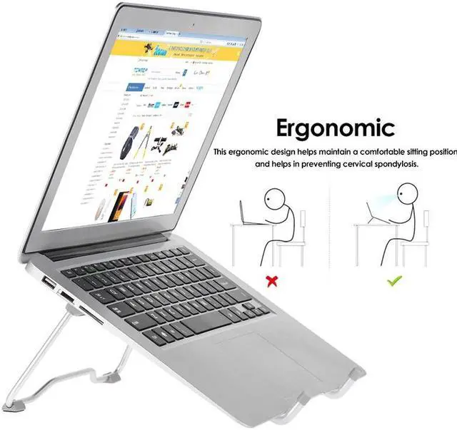 Alt view image 6 of 6 - Folding Portable Laptop Stand Viewing Angle Height Adjustable Quality Aluminum Alloy Bracket Support 10-17inch Notebook for ASUS