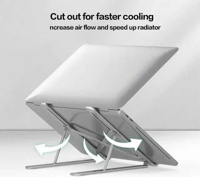 Alt view image 2 of 6 - Foldable Adjustable Laptop Stand Portable Metal Laptop Cooling Support Desktop Notebook Holder Bracket for 4 to 10 inch Notebook