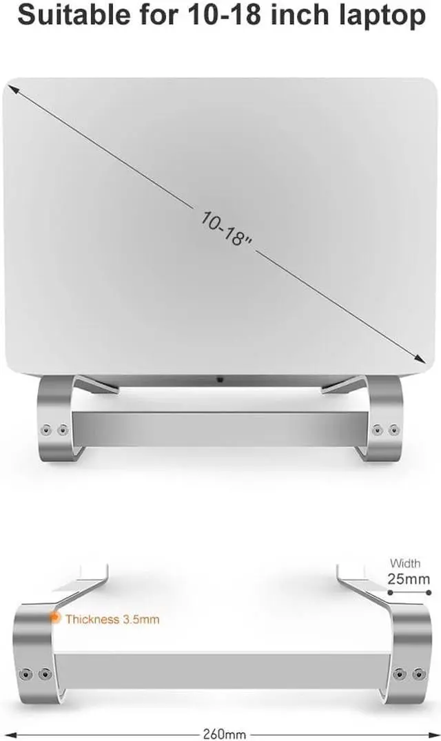 Alt view image 6 of 6 - Aluminum Alloy Laptop Stand Portable Base Notebook Stand Holder For Macbook Air Pro Non slip Computer Cooling Bracket 11 18 inch