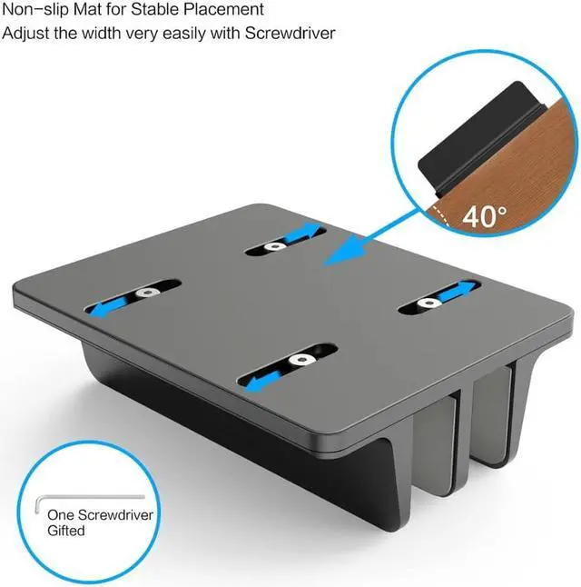 Alt view image 2 of 6 - 2 in 1 Dual Slot Vertical Laptop Desktop Stand Holder Adjustable for MacBook Pro/Air Microsoft Surface Chrome Book Up to 17.5"