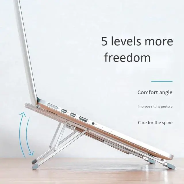 Alt view image 2 of 6 - Laptop Stand Aluminum Adjustable Computer Stand Ergonomic Laptop Riser For Portable Foldable Laptop Riser Holder Stand