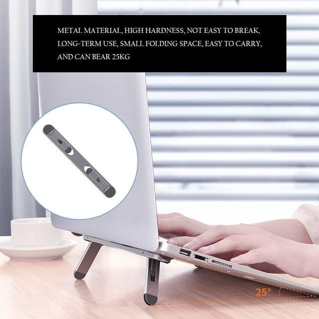 Alt view image 6 of 6 - Aluminum Laptop Stand Suporte Notebook Tablet Accessories Macbook Pro Stand Mini Foldable Laptop Portable Holder Cooling Stand