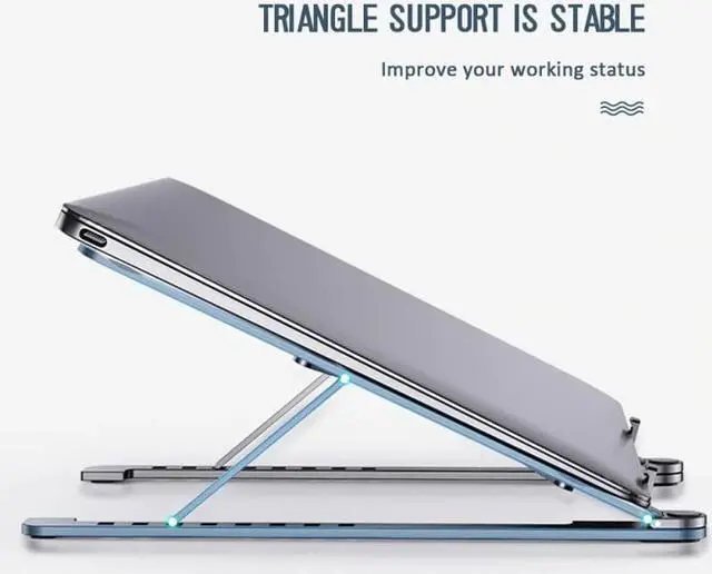 Alt view image 4 of 6 - Portable Laptop Stand for Macbook Notebook Tablet Adjustable Aluminium Alloy Desktop Foldable Laptop Cooling Anti Slip Holder