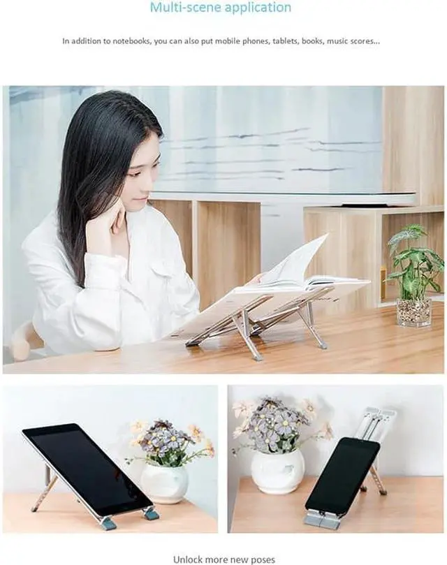 Alt view image 6 of 6 - Laptop Stand Portable Aluminum Laptop Mount Notebook Riser with 5 Levels Height Adjustment for Laptops Within 17 Inches
