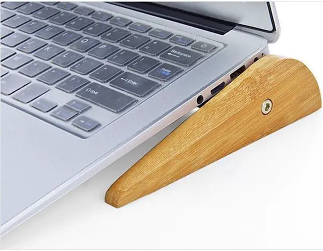 Alt view image 2 of 6 - Adjustable Laptop Stand Wooden Notebook Stand for Macbook Air Pro 11 12 13 15 Lenovo HP Asus Portable Computer Cooling Bracket