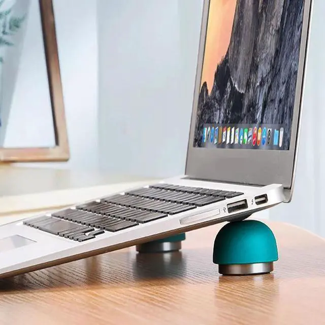 Alt view image 3 of 6 - 1 Pair Mushroom Shape Laptop Stand Metal Notebook Laptop Alloy Silicone Holder Holder Stand Laptop Foldable Cooling Mini C1I6