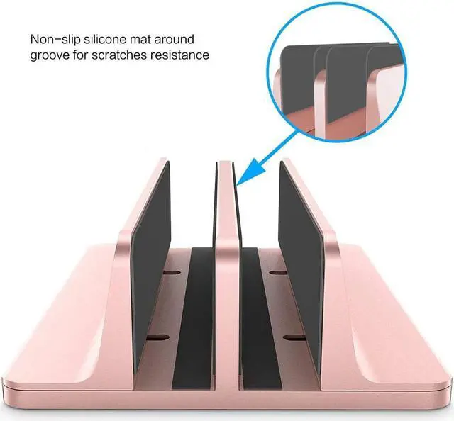 Alt view image 3 of 6 - Vertical Laptop Stand for Macbook Air Pro Desktop Double Desktop Stand Holder with Adjustable Dock (Up To 17.3 Inch)