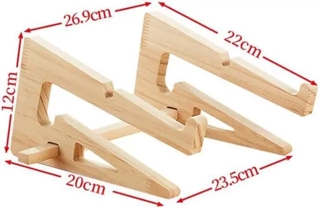 Alt view image 5 of 6 - YPAY Wood Laptop Stand Holder Increased Height Storage stand for Macbook 13 15 Inch Notebook Vertical Base Cooling Stand Mount