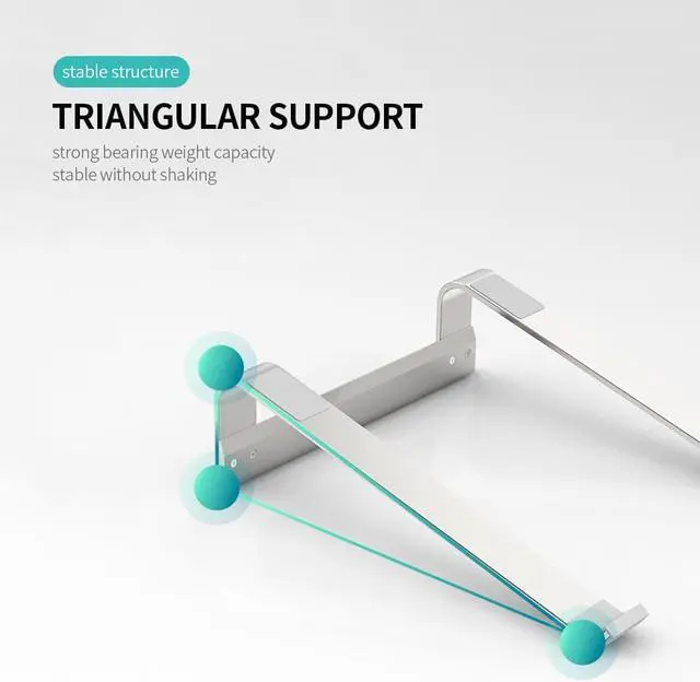 Alt view image 4 of 6 - Portable L181A Laptop Stand for notebook Desktop Silicone Nonslip Ergonomic Hollowed out Aluminum Holder Cooling Laptop Bracket