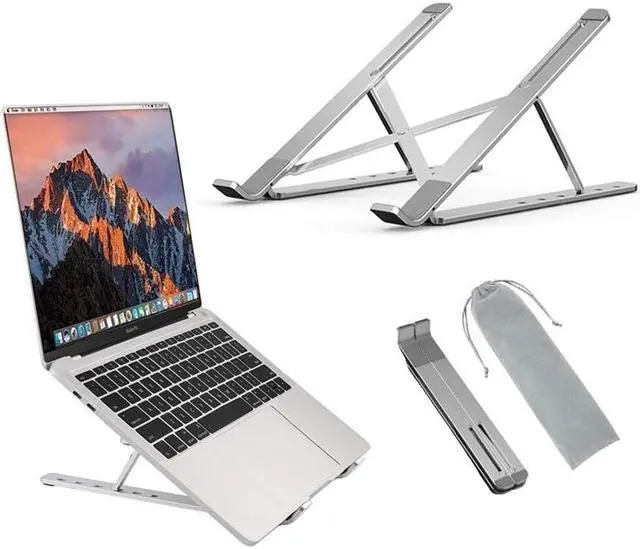 Alt view image 6 of 6 - Laptop Stand Adjustable Aluminum Desktop Notebook Stand Folding Cooling Rack Computer Holder for 11-17Inch Notebook