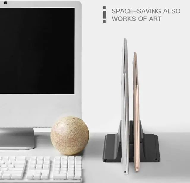 Alt view image 5 of 6 - 2 in 1 Dual Slot Vertical Laptop Desktop Stand Holder Adjustable for MacBook Pro/Air Microsoft Surface Chrome Book Up to 17.5"