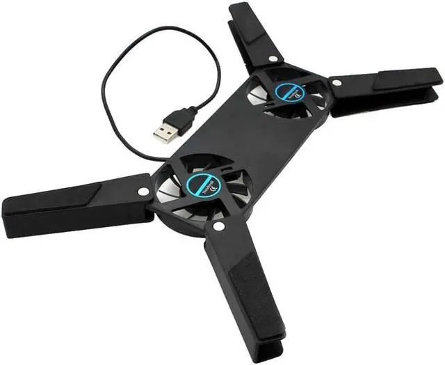 Alt view image 3 of 6 - Hot Laptop Desk Support Dual Cooling Fan Notebook Computer Stand Foldable USB Rack Holder Black