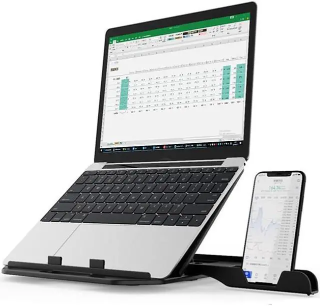 Main image of Elevation Laptop Stand With Phone Stand 11-17 Inch Cooling Rack Adjustable Non Slip Desktop Stand Foldable For Macbook Xiaomi