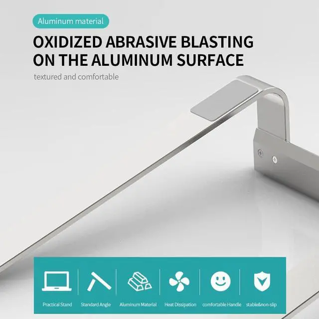 Alt view image 2 of 6 - Portable L181A Laptop Stand for notebook Desktop Silicone Nonslip Ergonomic Hollowed out Aluminum Holder Cooling Laptop Bracket
