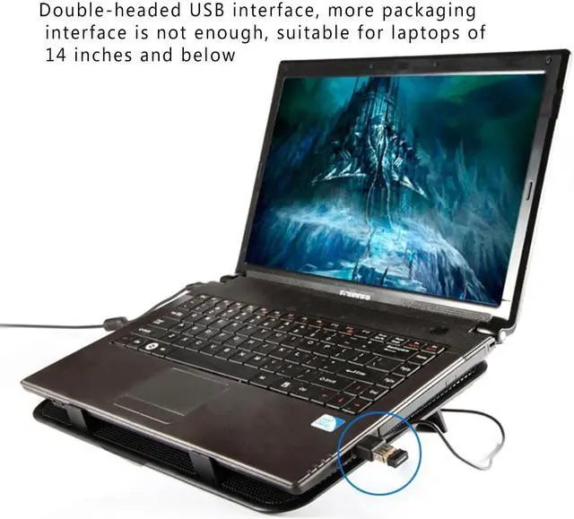 Alt view image 2 of 6 - New Arrival 14 inch Notebook Cooler 5v Dual Fan USB External Laptop Cooling Pad Slim Stand High Speed Silent Metal Panel Fan