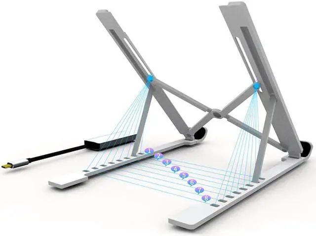 Alt view image 4 of 6 - Folding Adjustable Laptop Stand Holder for11-17.3 MacBook Notebook Aluminum Alloy Cooling Universal Non Slip Laptop Stand Rack