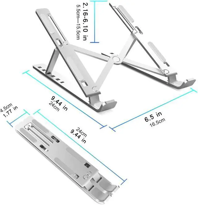 Alt view image 4 of 6 - Foldable Laptop Holder for MacBook Air Pro Notebook Laptop Stand Bracket Laptop Holder for PC Notebook 6 Heights Adjustable