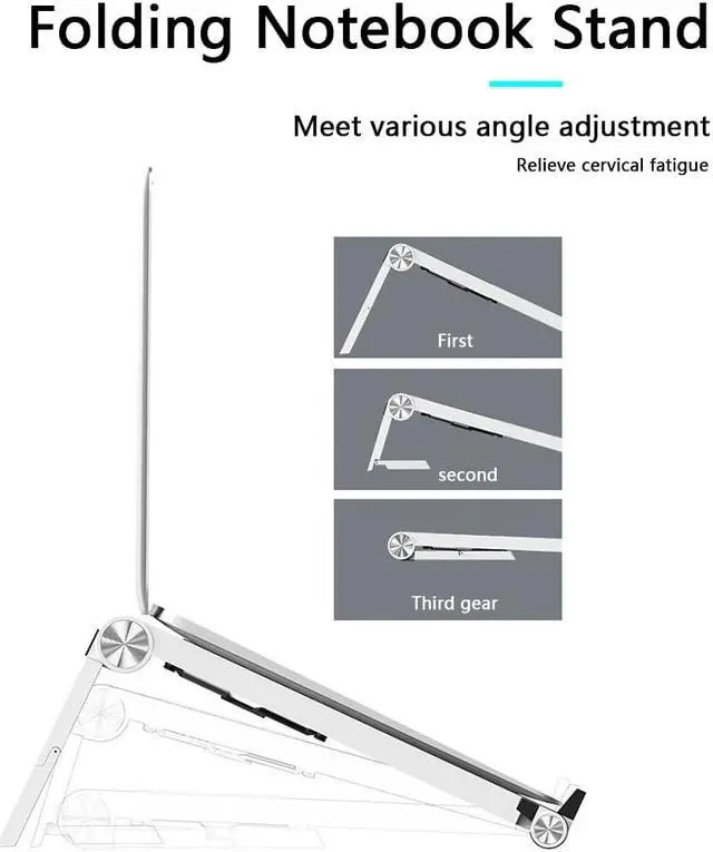 Alt view image 2 of 6 - Laptop Cooling Stand Plastic Foldable Adjustable Angle Holder Bracket for Computer Laptop Notebook Tablet Book Universal Bracket