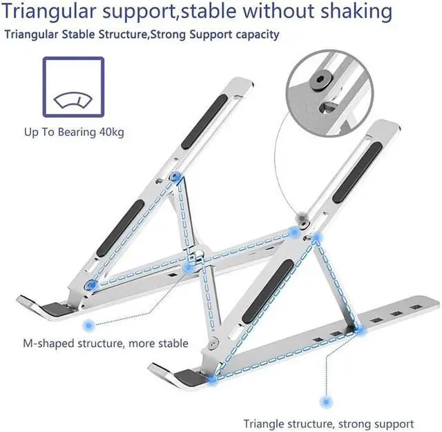 Alt view image 5 of 6 - Folding Adjustable Laptop Stand Holder for11-17.3 MacBook Notebook Aluminum Alloy Cooling Universal Non Slip Laptop Stand Rack