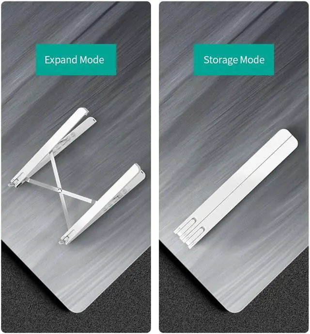 Alt view image 5 of 6 - Laptop Stand Folding Portable Laptop Bracket 5 level Height Adjustable Desktop Cooling Holder White